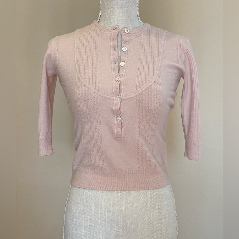 Nina Ricci Paris Vintage 90s Knit Virgin Wool Powder Pink Sweater Made in Italy